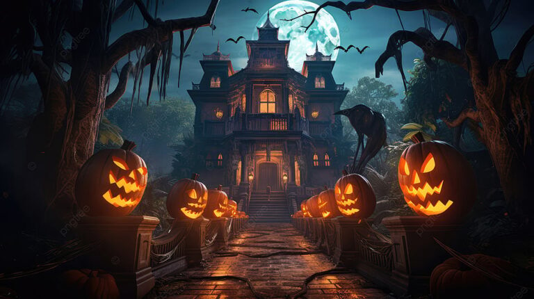 Spooky Jack-o’-lantern And Haunted House Prints